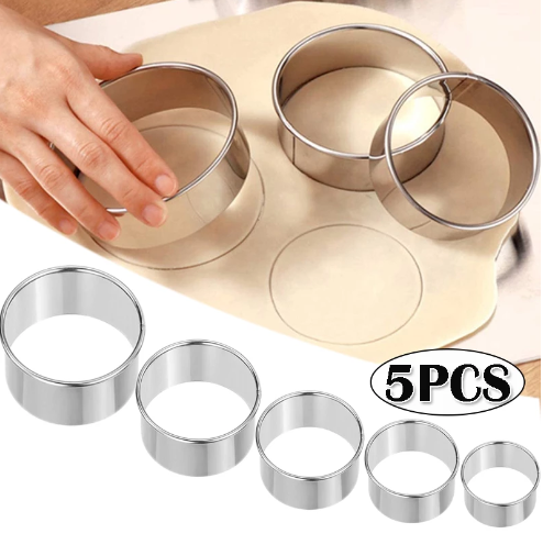 Kitchen Gadgets Cutting Tools - 5PCS Round Stainless Steel Biscuit Mold