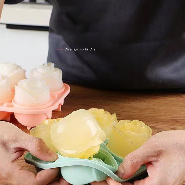 3D Rose Ice Molds 4 Holes Ice  - Kitchen Handy Gadgets ulasan dan harga
