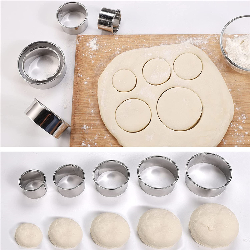 5PCS Round Stainless Steel Bis - Kitchen Gadgets Cutting Tools ulasan dan harga